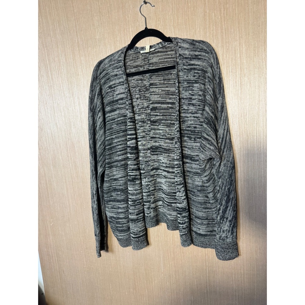 Eileen Fisher 100% Organic Linen Space Dye Cardigan Sweater Black White Womens